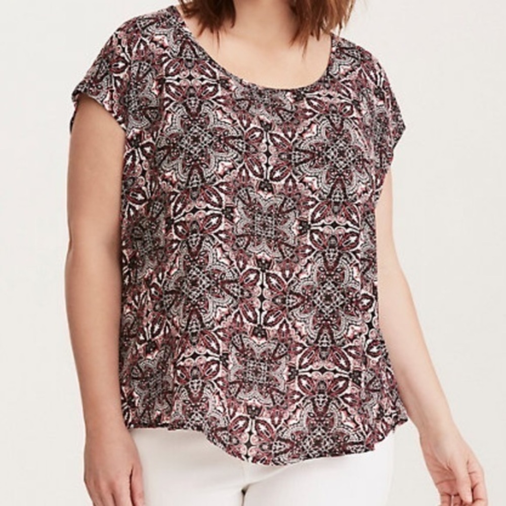 TORRID Medallion Print Georgette Button Back Top